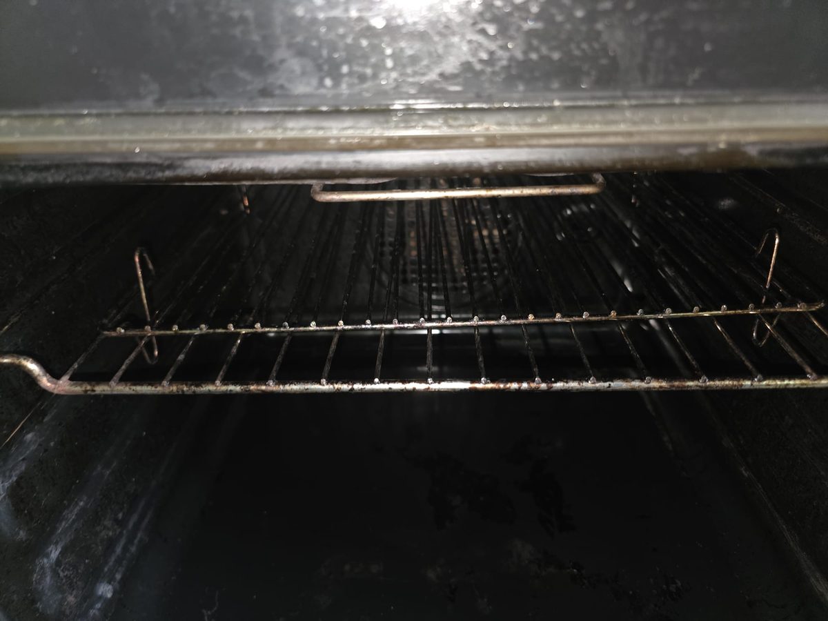 Oven racks and floor after deep clean